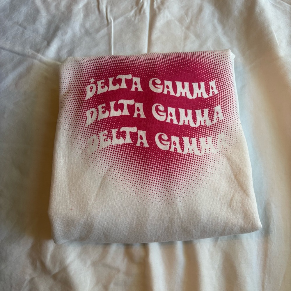 Delta Gamma Pink and White Crewneck Sweatshirt